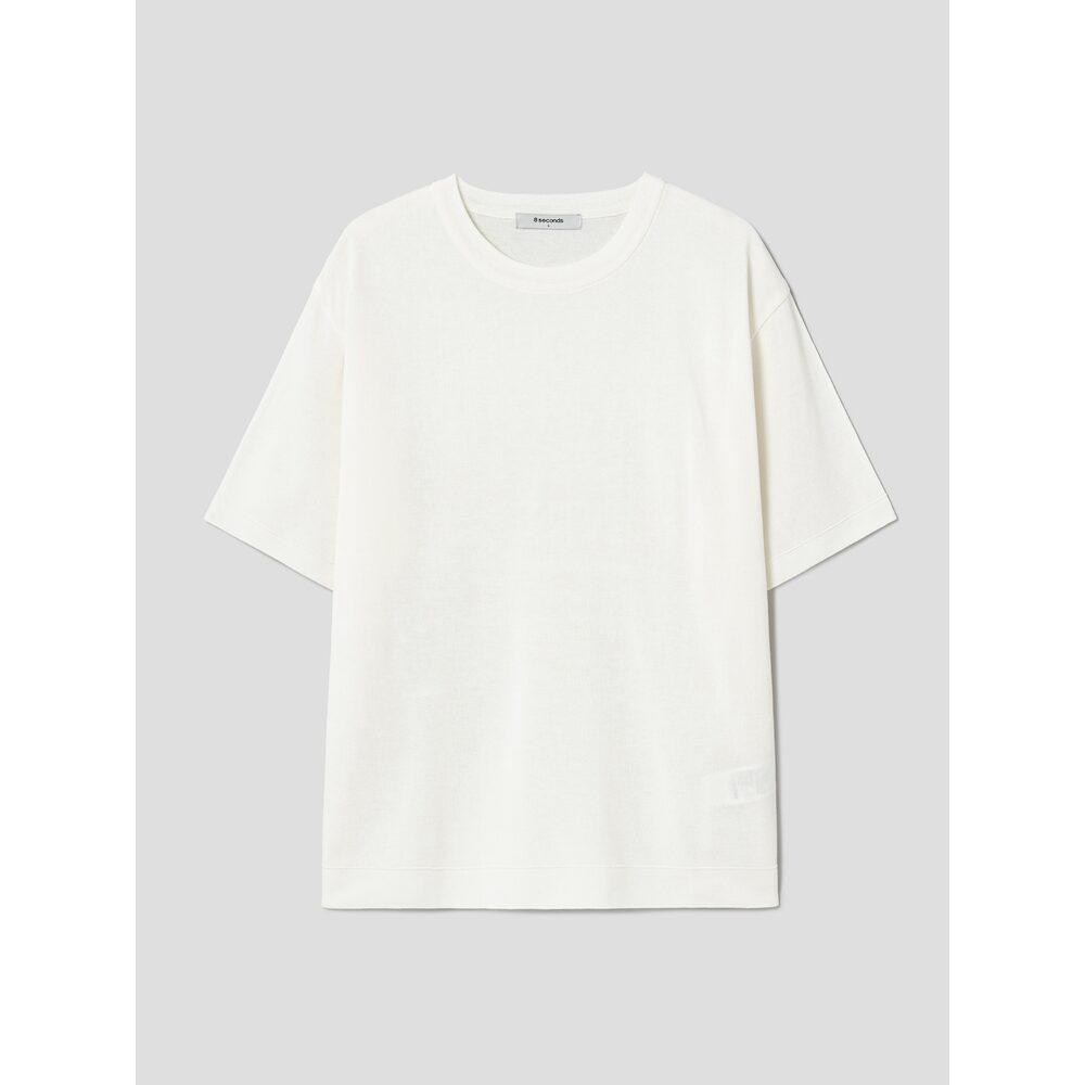 8SECONDS Half Milano Round Neck Short Sleeve Knit Ivory (424751Ly20)