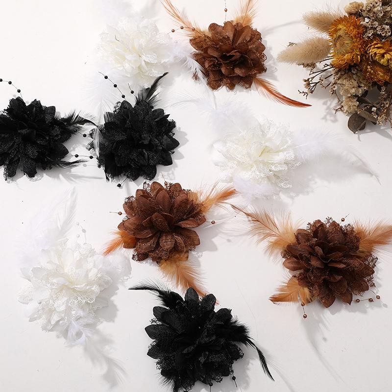 

Tassel Colored Diamond Feather Mesh Flower Brooch Headdress (2 Pieces Per Sale)