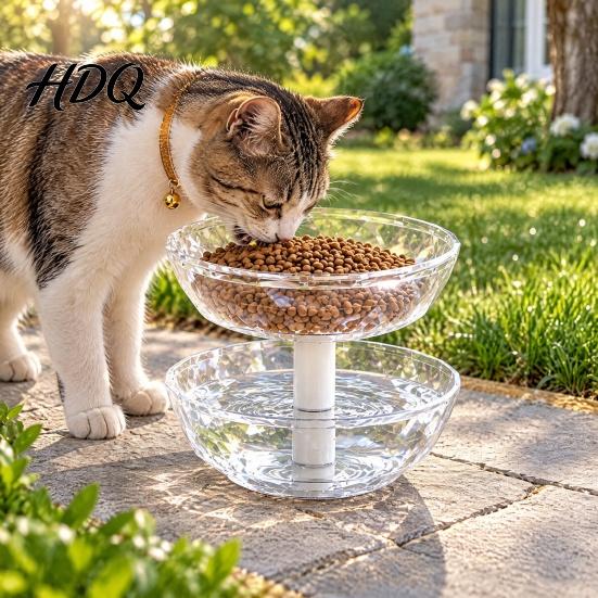 Large Capacity Cat Feeder Removable 2 Tier Pet Feeder Ant Proof Food Dish And Easy Clean Bowl Water Dispenser 2-in-1 Plastic Feeding for Outdoor