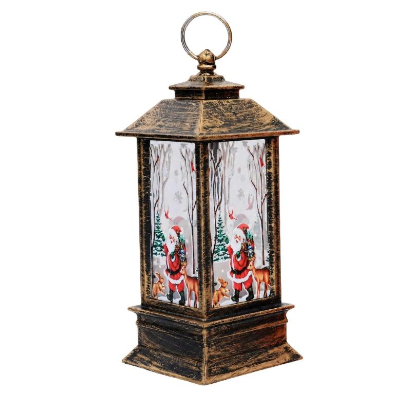 Christmas Party Lantern, Compact ABS Lighted Holiday Ornament for Mantel Tabletop Bookshelf and Shop Window Styling