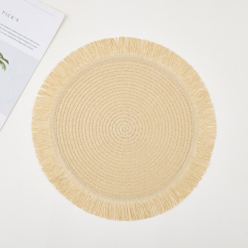 1PC Round Linen Solid Color Dining Table Mat Fashion Style Western Dining Table Bowl Cup Placemats Table Decoration
