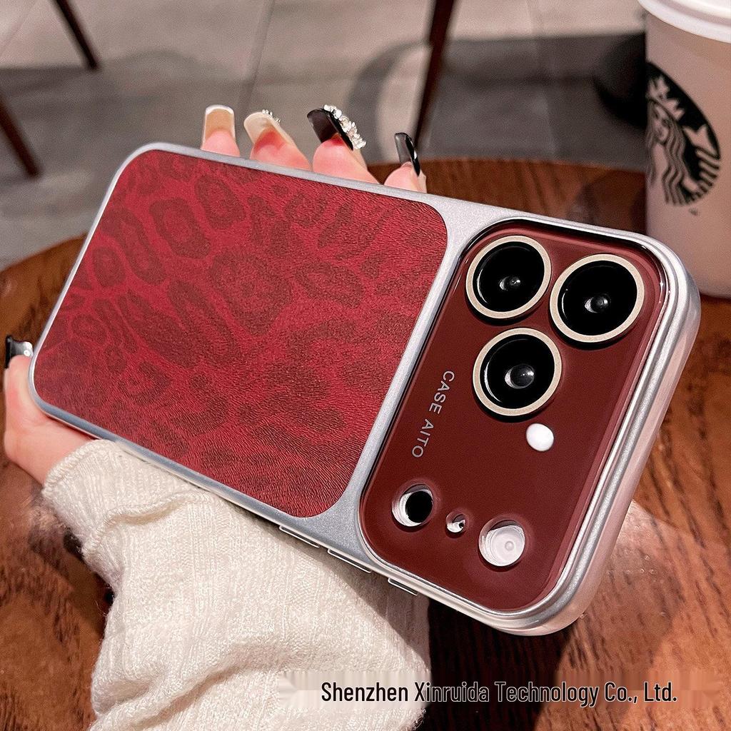 iPhone 17 Pro Max Leather Leopard Print Case with Large Window, Apple 16 Lens Protection, and Drop Protection Cover.