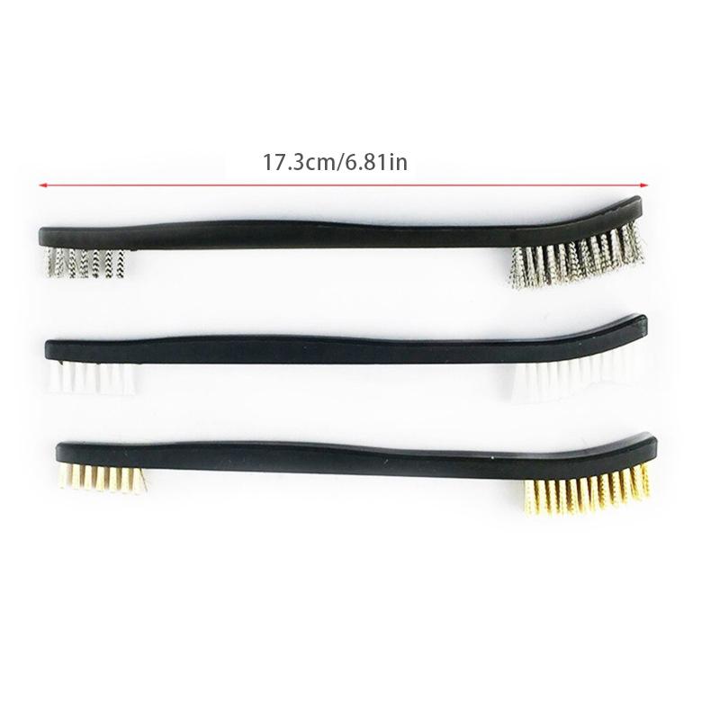 3/4/7Pcs Dual Head Wire Brush Set Steel Metal Brass Nylon Car Cleaning Polishing Rust Brush Cleaning Brush Tool Window Cleaner