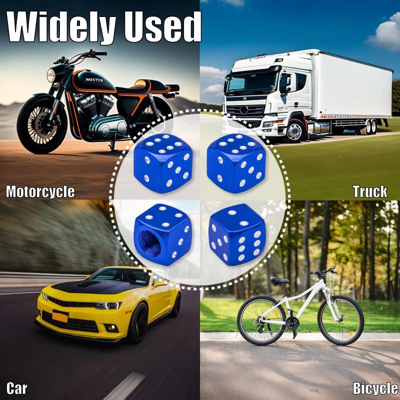 4Pcs Aluminum Alloy Tire Valve Caps Dice Wheel Stem Tyre Tire Wheel Stem Air Valve Dust Cover For Car Truck Motorcycle Bike