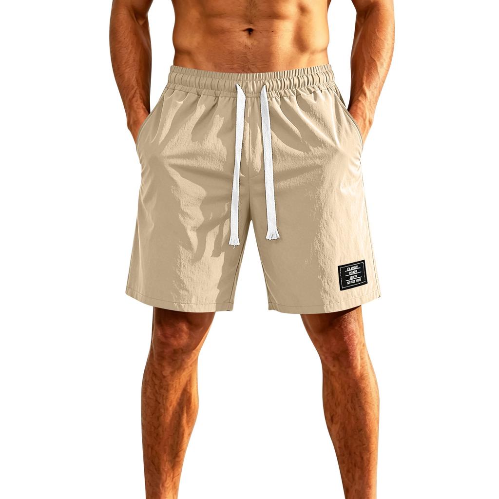 Men's Ice Silk Five Inch Shorts Comfortable Breathable European Fit Lightweight Quick Dry Drawstring Waist Casual Style 1979