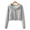 Herbst Neu Sweatshirt Damen Kapuze Reißverschlusstasche Strickjacke Jacke Vielseitiges Oberteil Locker Sport Koreanischer Stil