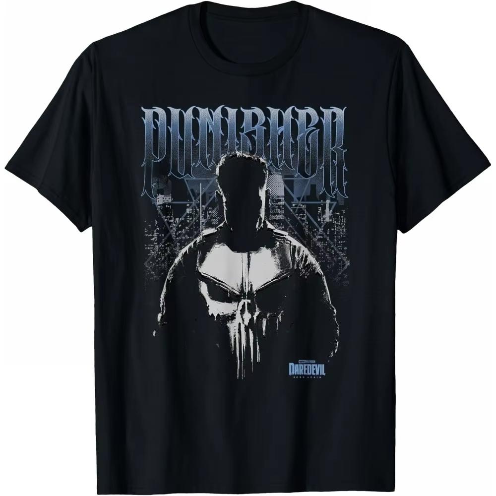 2026 Marvel Punisher X Daredevil Born Again Gothic TShirt Men Women Cotton Outdoor Casual Dark Streetwear Trendy Daily Tops M