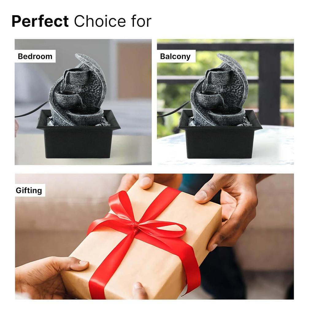 Polyresin Water Fountain for Home Decor (20cm)| Water Fountains for Living Room, Office, Reception | House Warming Gifts