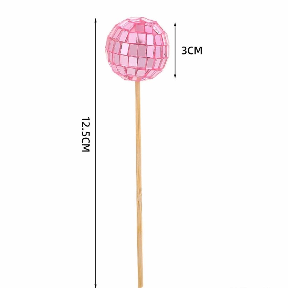 New Retro Disco Ball Cake Toppers 70s 80s Style 3cm Disco Mirror Ball Baking With Wooden Stick Cake Decoration Carnival Party