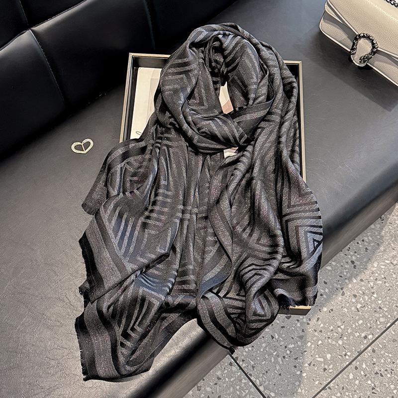 Ladies Elegant Print Hijab Cotton Long Scarf With Four Seasons Sun Protection Scarf Decoration Shawl Wrap Headscarf