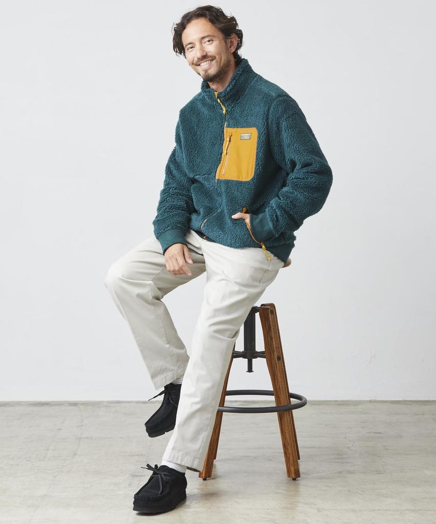 Beans Sherpa Fleece US 1000136560 L.L.Bean Men's Jacket, Fit, Regular, M, Soapstone/Forest Shade, Multicolor,