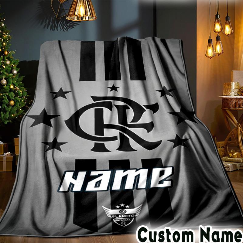 Custom Name Spirit Flamengo Throws Blanket Flannel Blankets for Couch Bed Gifts for Men Women Picnic Blanket Christmas Fan Gifts