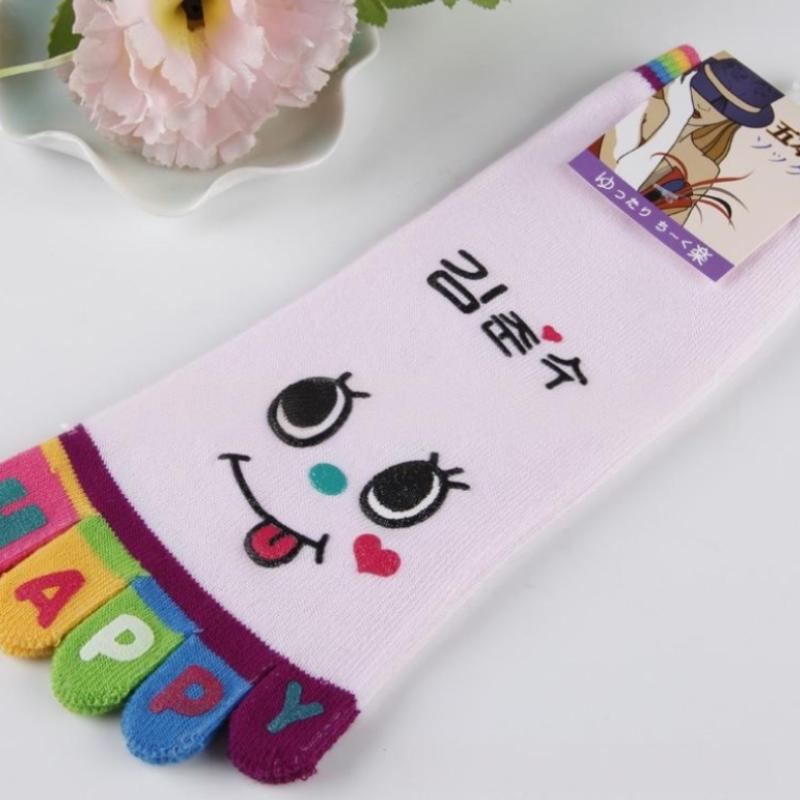 Cute Casual Five-Toed Crew Finger Show Funny Short Cartoon Cotton Socks Breathable Sweat Novelty Toe Socks High Quality