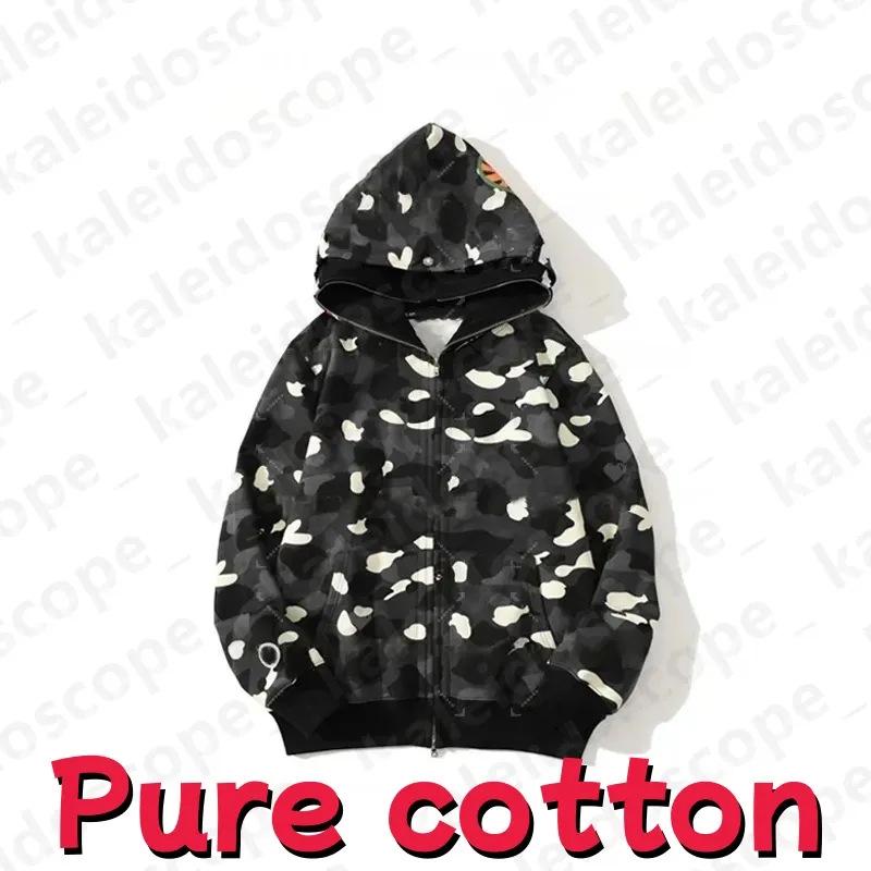 In-Stock Luminous Shark Head Camouflage Double Hood Sweatshirt - Unisex Fleece-Lined Autumn/Winter Outerwear