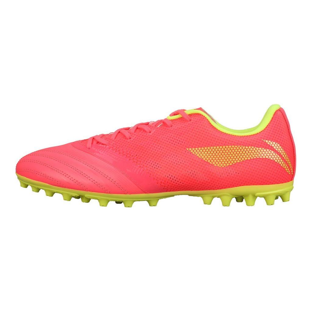 Li Ning Iron Anti-Slip Breathable MG (Rubber Short Studs) Artificial Turf Fit Football Shoes Men Football Shoes Fluorescent-Red ASFR001-1