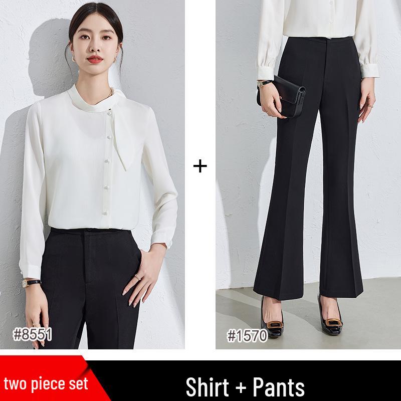 Women's 2024 Autumn Chiffon Long-Sleeve Professional Suit Shirt