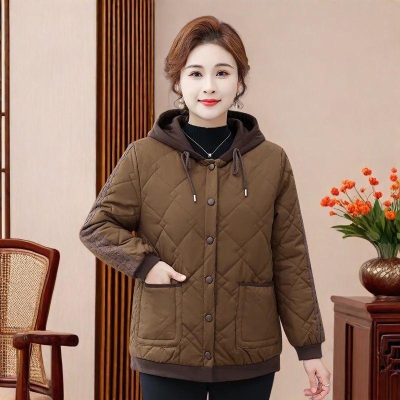 Fashion Plus Size Loose Middle-aged and Elderly Padded Jacket Padded Jacket Jacket Hooded Mother Padded Jacket