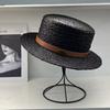 Quality High-end Flat-top Raffia Hat Women's Summer Sunshade and Sun Protection British Top Hat Men
