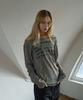 5OML See-Through Lettering Loose Fit Long Sleeve Khaki