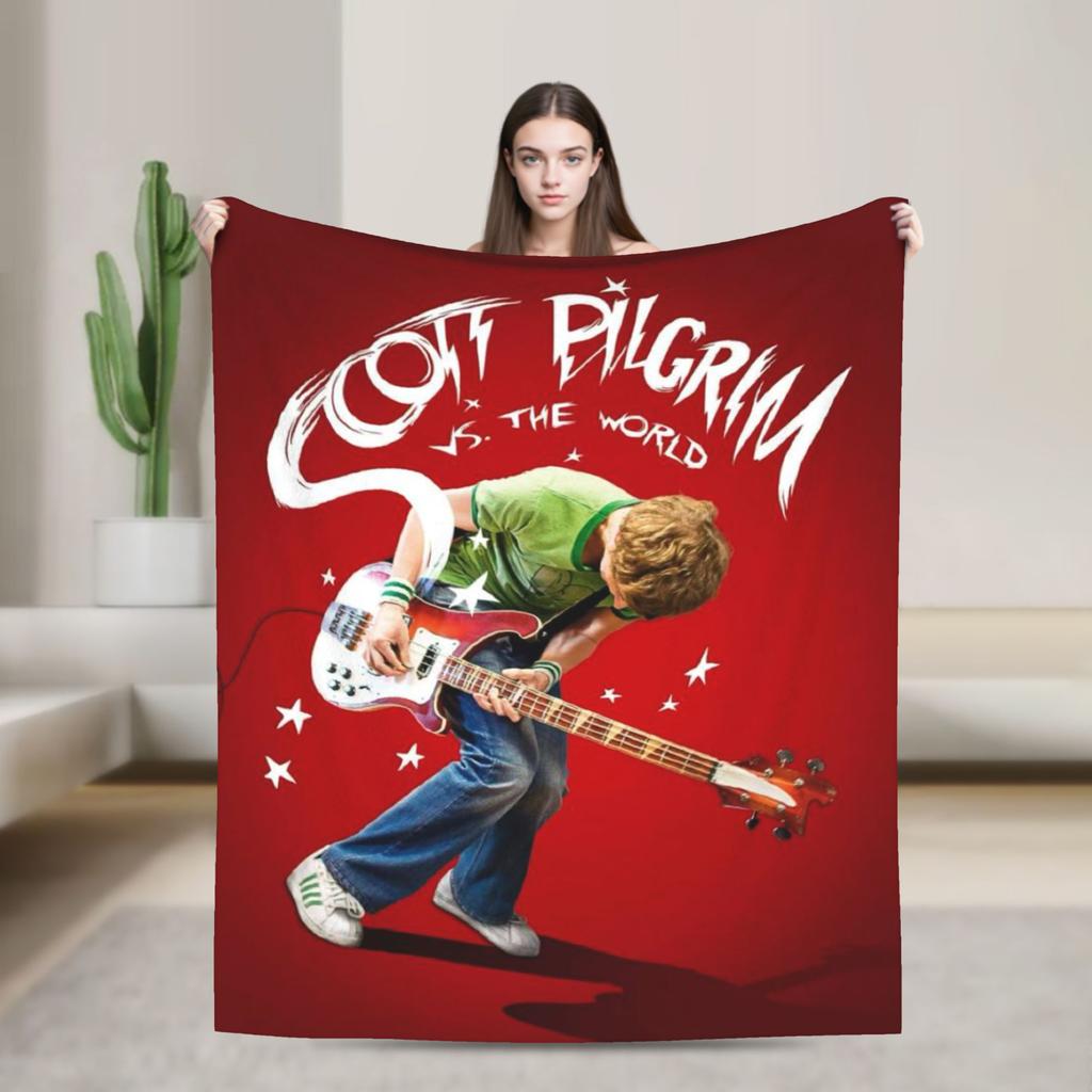 Indie Film Character Scott Pilgrim Blankets Soft Plush Throw Blanket For Home Decor Airplane Travel Flannel Bedspread Bed Cover