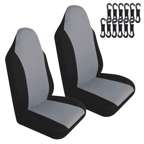 

Премиальные чехлы на передние сиденья AINetJP, Эластичные, Защищающие от пятен, Просто надеваются, Дышащие, Комплект из 2 штук (Серый х Черный)