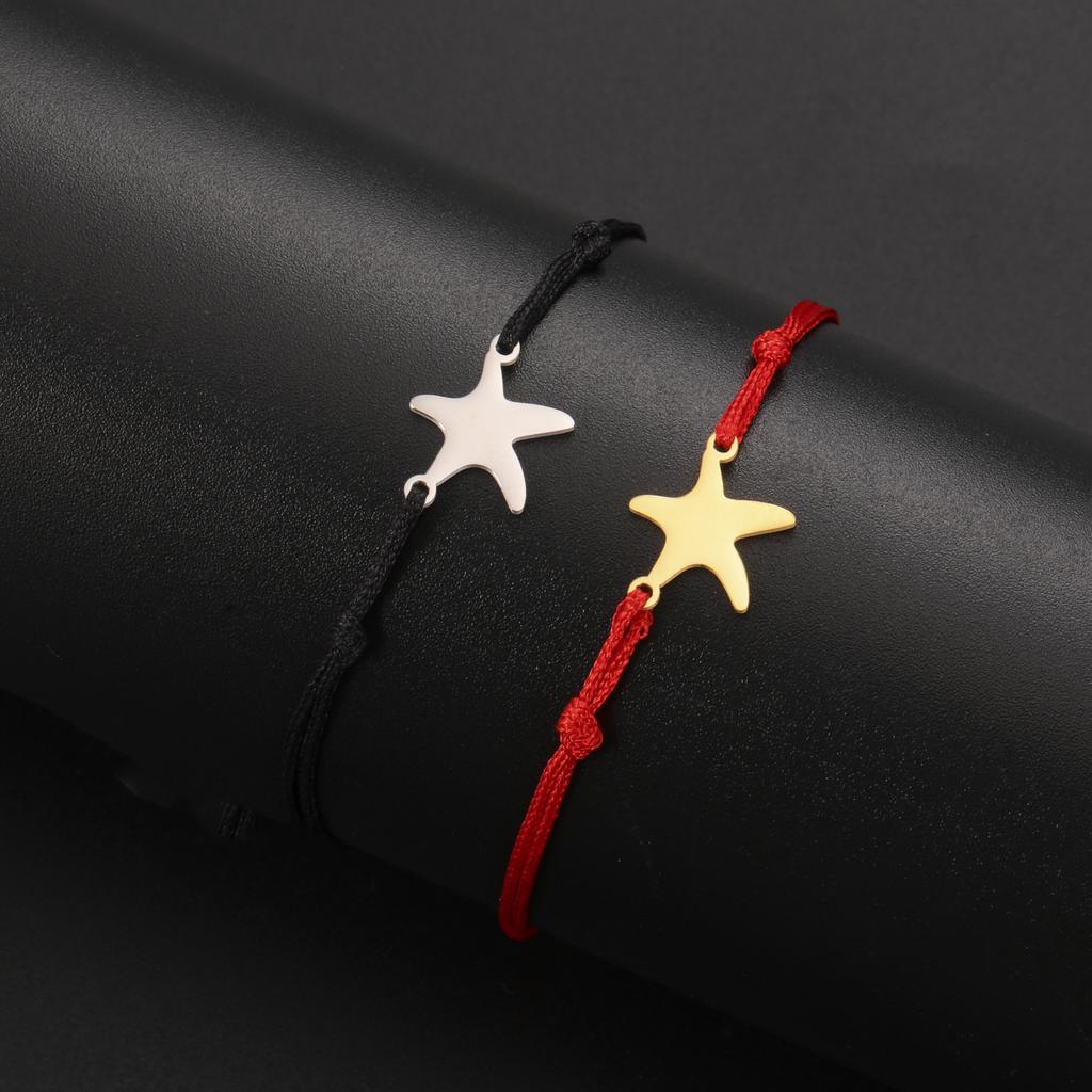 Teamer Star Charm Bracelet Adjustable Rope Chain Stainless Steel Pendant Acceassories for Women Men Lucky Amulet Gift Wholesale