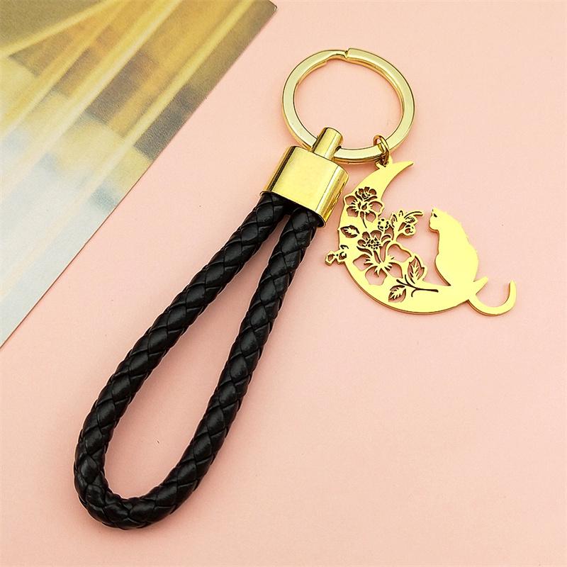 Aesthetic Cat Flower Moon Crescent Necklace for Women Men Stainless Steel Silver Color Bohemia Chain Gift Jewelry Collar 3220