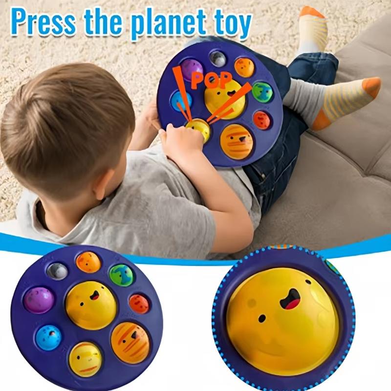 8 Planets Space Themed Push Bubble Fidget Toy Sensory Squishy Stress Relief Toys For Autism Kids Montessori Educational Child Gi