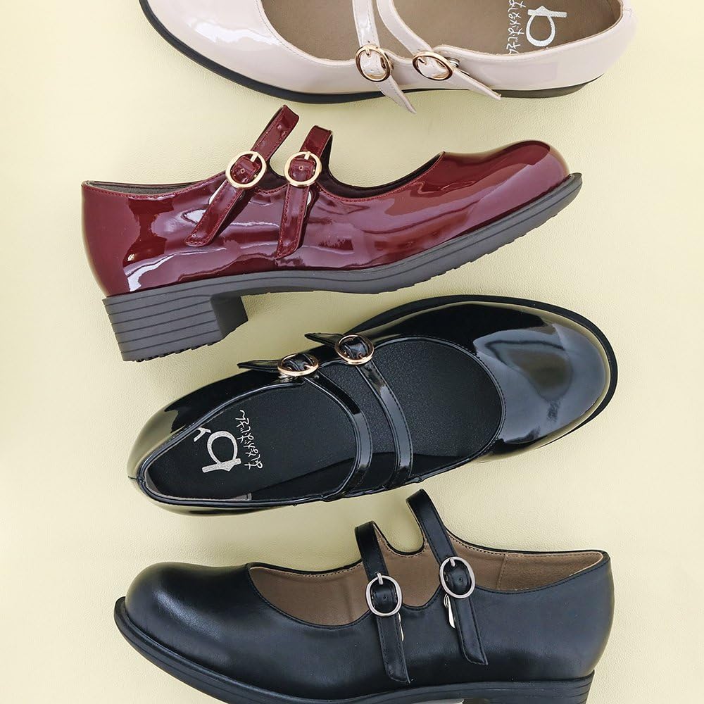 Long Double Strap Pumps for All Weather Conditions Easy To Walk Wide High Perfect for and Rainy Low Classic Style by Daddy Long Legs Japanese Shoe