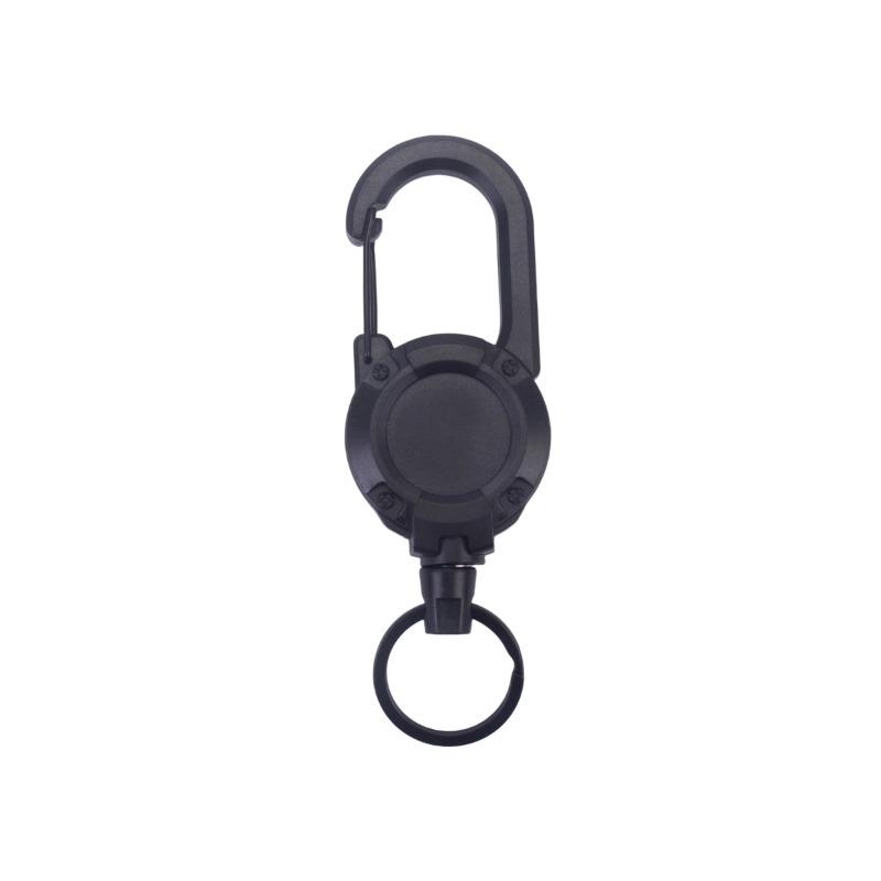 Mosquetón retráctil resistente con carrete de tracción, llavero con hebilla de cable de acero resistente, llavero con resorte, herramienta deportiva para exteriores