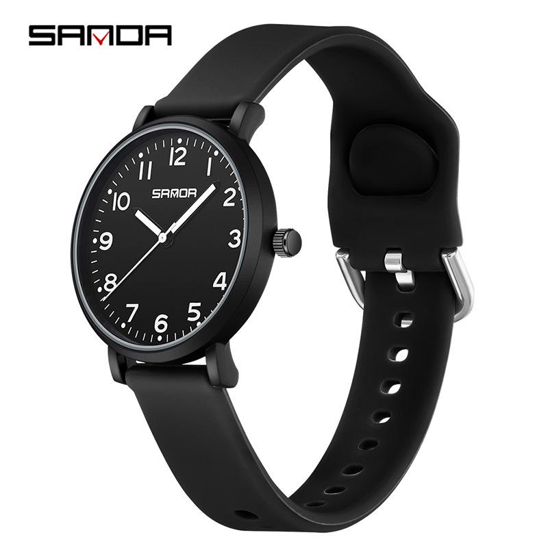 Sanda Quartz Waterproof Silent Double Calendar Unisex Watch for Exam and Study