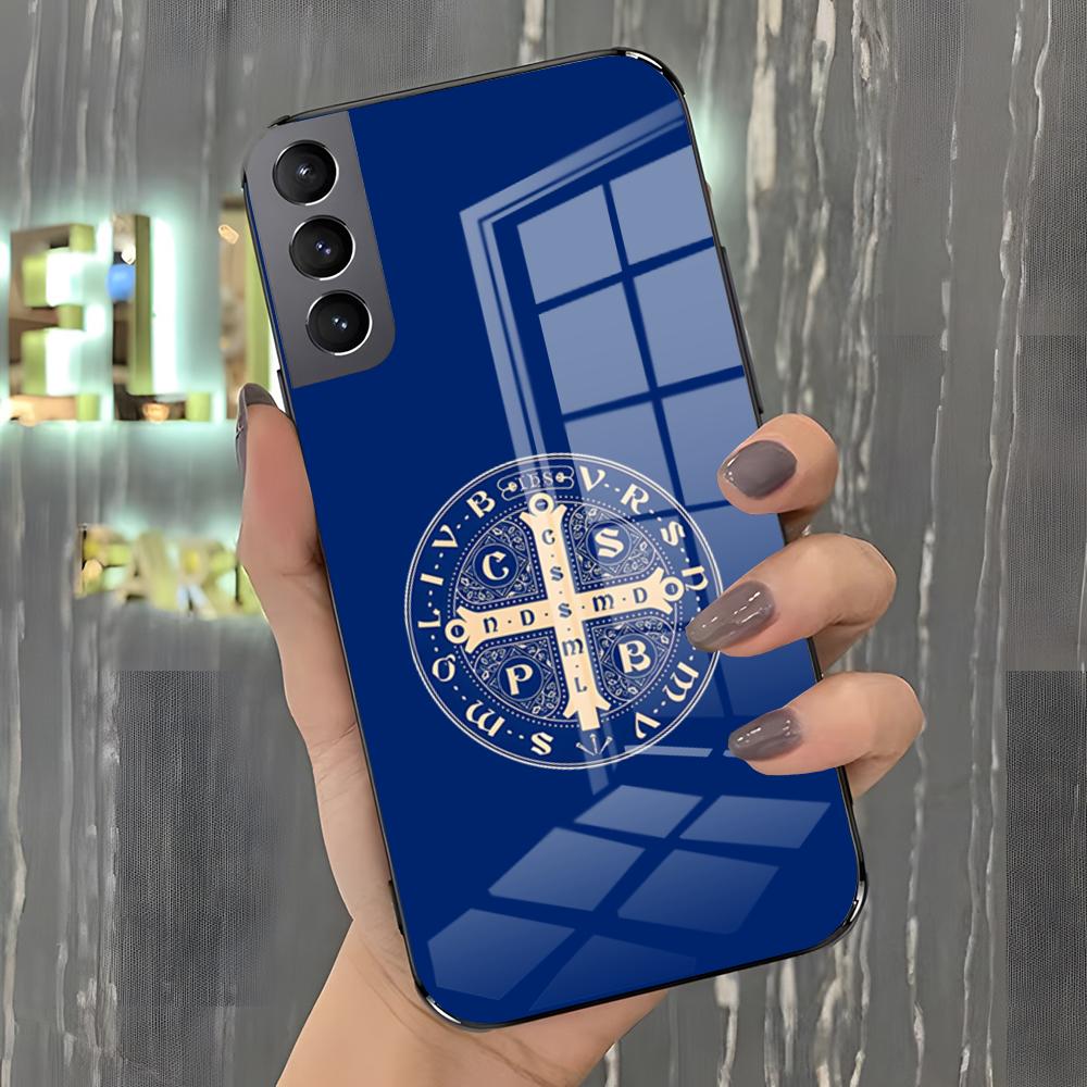Orthodox Cross Icon Phone Case For Samsung A25 A13 A33 5G A54 A36 A35 A56 A52 A14 Shockproof Glass Cover