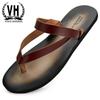 Men's Top Grain Cowhide Genuine Leather Non-Slip Summer Slippers - Trendy, Breathable, Versatile Flip Flops for the Beach