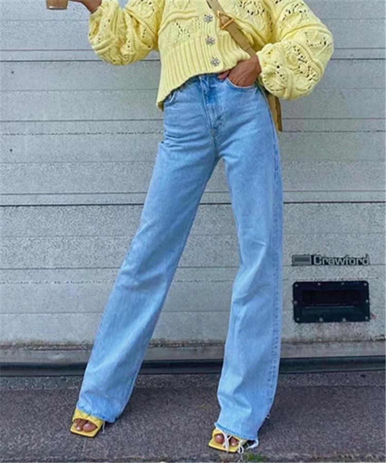 Kundalik Moda To'g'ri Kesimli Ayollar Jinsi Jinsilari Denim Pastki Harajuku Boyfriend Uzun Yuqori Bel Keng Jinsi Jinsilar Kuzgi Shimlar