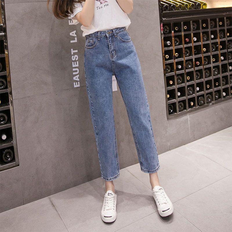 2026 New Women's High-Waisted Loose Straight Harem Jeans for Petite - Cropped Dad Pants for Spring/Summer
