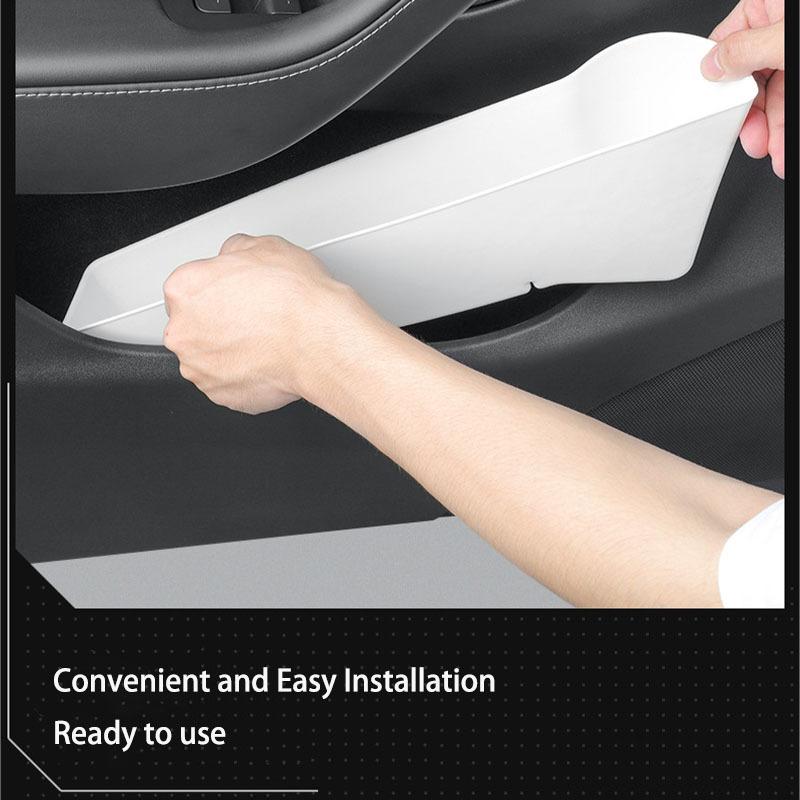 4Pcs Car Door Storage Box For Tesla Model 3 Highland 2024 TPE Gate Slot Anti Dirty Storage Organizer Tidying Car Accesso