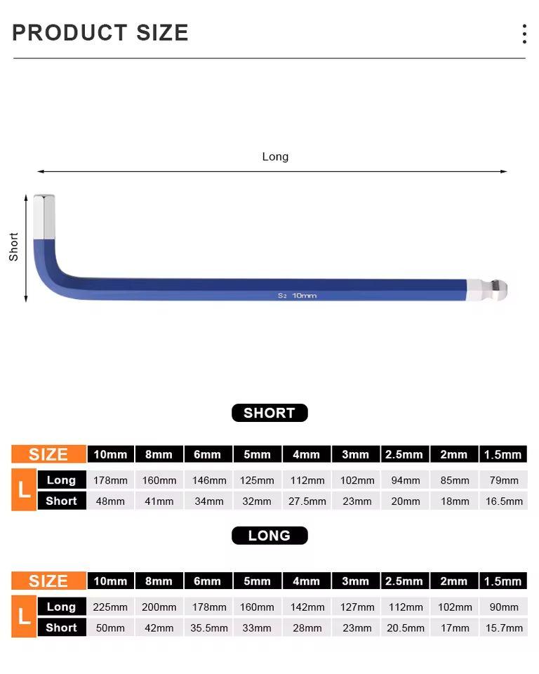 RIDERACE Bicycle Hex Key Set S2 CR-V Steel Service Wrench Colorful Hexagon Spanner Flat Ball Opening MTB Bike Repair Tool Kit