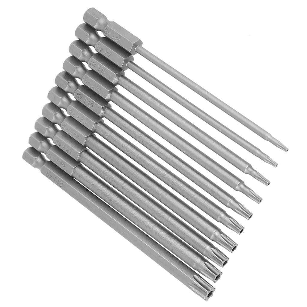 10pcs 100mm 1 4 Inch Hex Shank S2 Steel Star Head Drill Screwdriver BST Bits Set