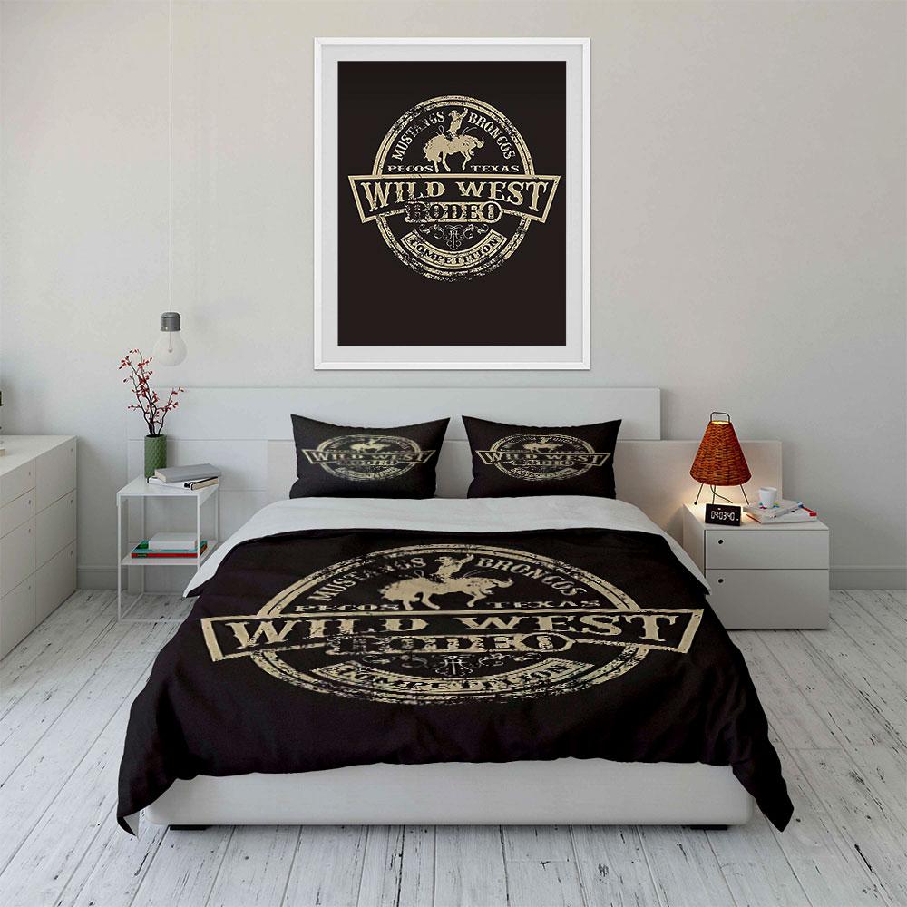 Rodeo Cowboy Emblem Design. Bedding Sets Duvet Cover Sets Duvet Covers Pillowcases(1 * Duvet Cover 2 * Pillowcases Without Duvet Insert)