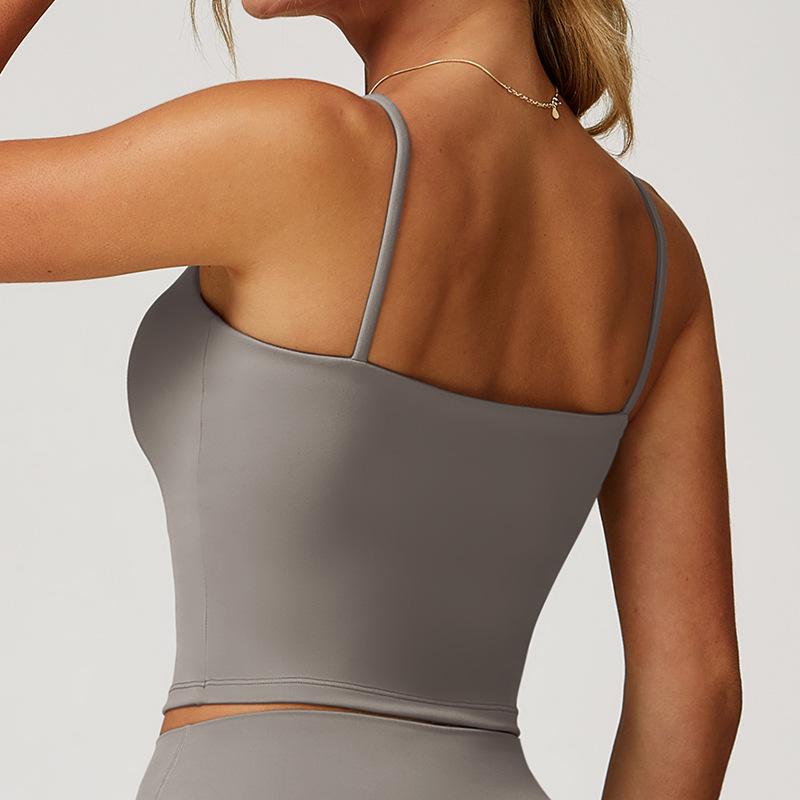 Brushed Yoga Tank Top with Hollow Back & Double Straps - Women's Sports & Fitness Vest 3063