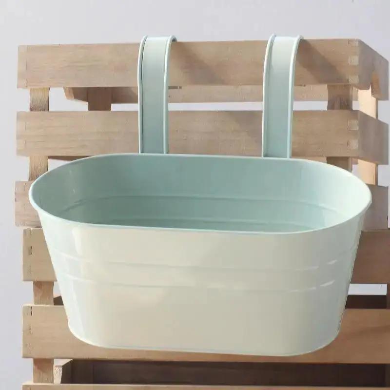 Colorful Hanging Flower Pot Detachable Double Hook Fence Plant Pot Horticultural Decoration Bonsai Flower Rack Home BalconyDecor