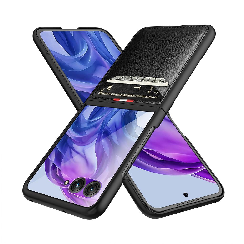 For Motorola Razr 60 Ultra 5G Case Litchi Texture PU+PC Phone Cover with Screen/Lens Film