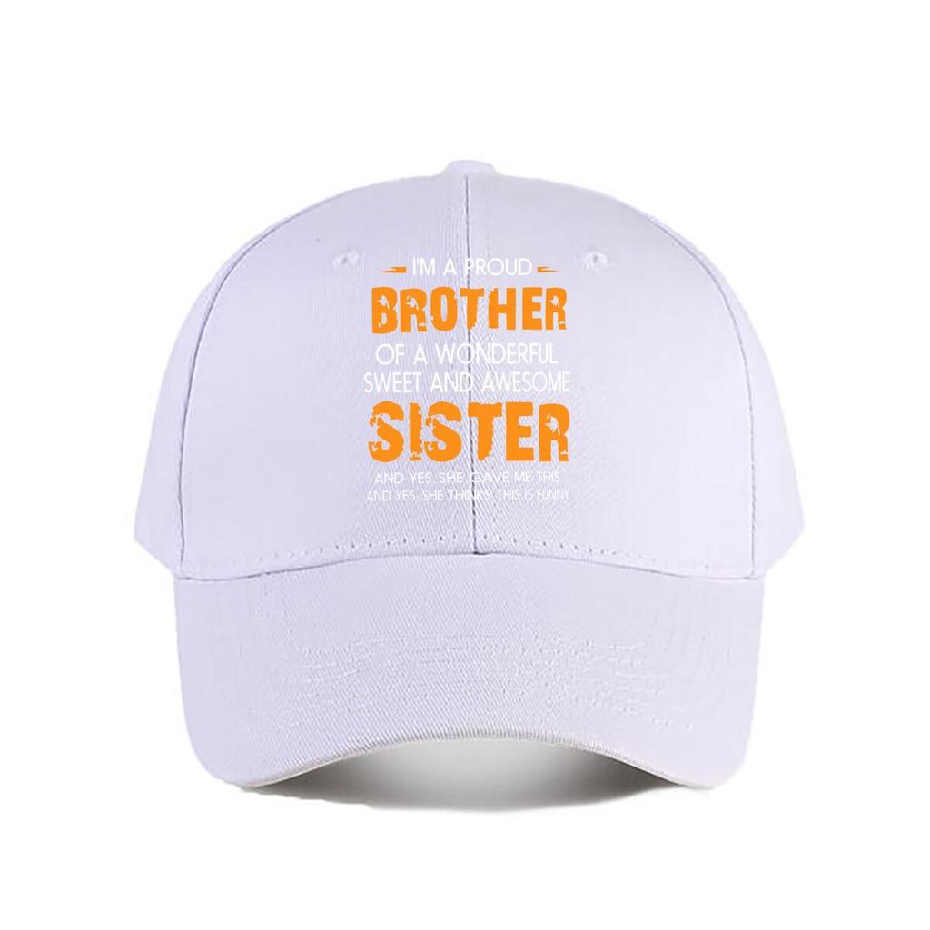 Brother Sister Bold Orange Typography Graphic Baseball Cap Fashion Unisex Sunhat Womens Outdoor Sports
