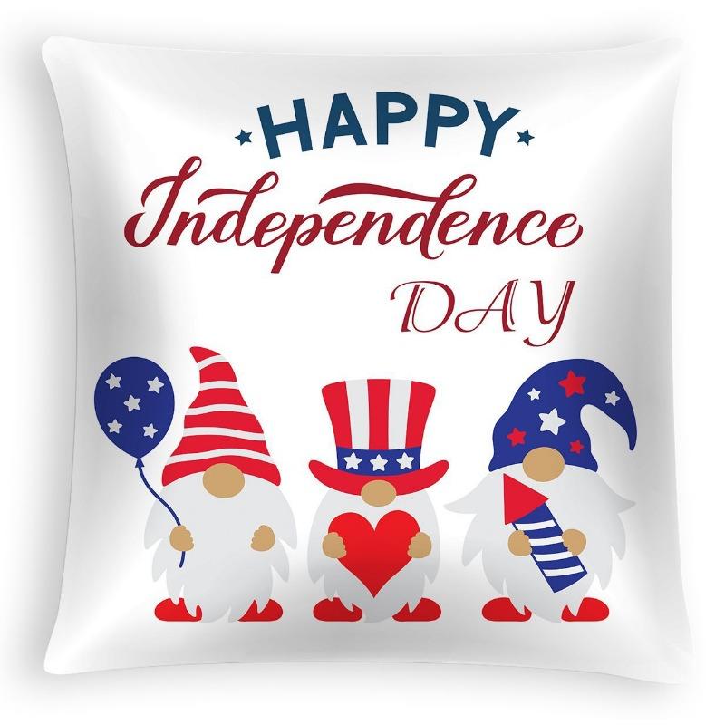 New American Independence Day Pillowcase, American Peach Skin Velvet Printed Cushion Cover, Sofa Pillow Cover