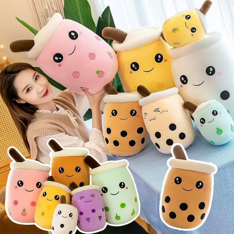 Favorite Toy Unisex Infant 24/35Cm Boba Plushie Kawaii Bubble Tea Plush Toy Soft Plush Stuffed Cute Food Strawberry Milk Tea Soft Hug Cushion Birthday Gift