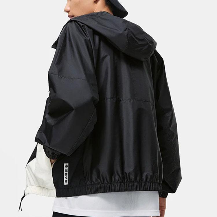 Li-Ning Anti-Series Striped Print Zip Hoodie With Loose Long Sleeves Men Jacket Black AFDT059-4