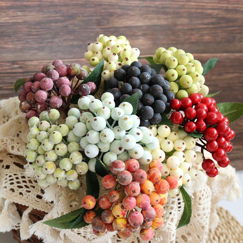 Artificial Holly Berry Branches - Red Fruit Ornaments for Christmas & Spring Festival Floral Decorations