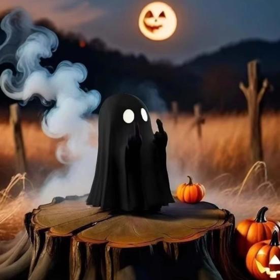Halloween Ghost Figurine Funny Middle Finger Ghost Statue Sassy Ghost