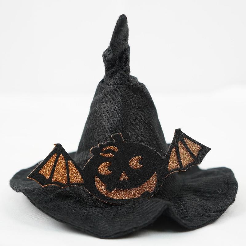 Halloween Pet Dog Hats Adjustable Cute Pet Witch Hat Cosplay Witch Hat With Pumpkin Ornaments Halloween Pet Festival Costume 16.5X13.5cm
