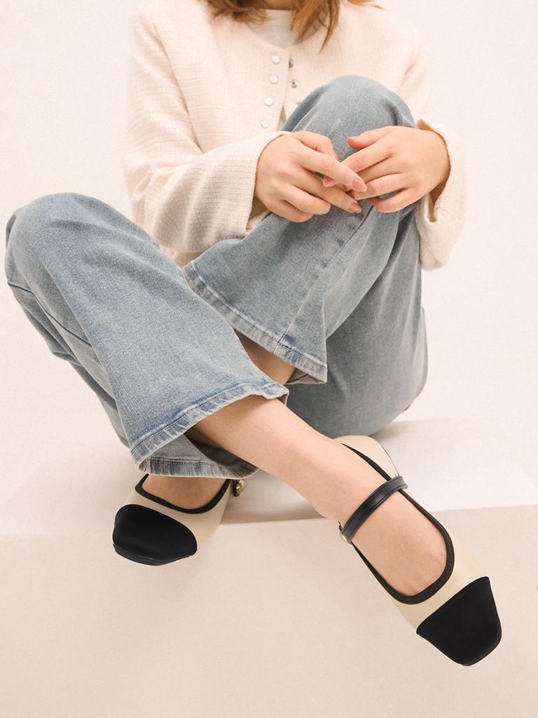 Florida Studio Bournemouth Two-Tone Point Mary Jane Flat Shoes Fl0826